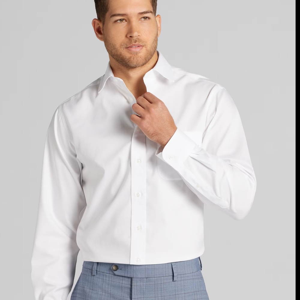 NWT Traveler® Collection Traditional Fit Point Collar Solid Dress Shirt  17 - 33